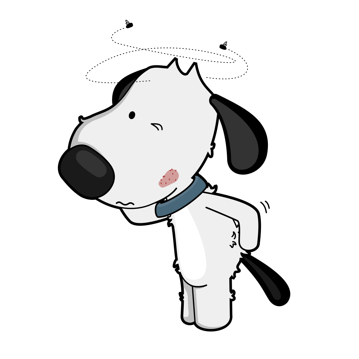 cartoon of an itchy dog